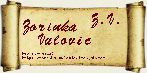 Zorinka Vulović vizit kartica